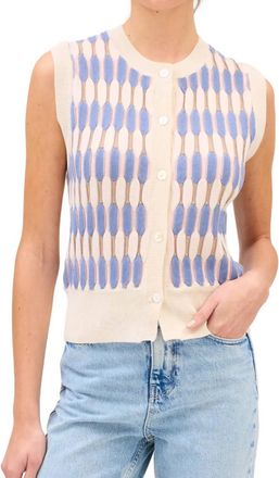 Allison New York Rose Vest In Ivory/blue