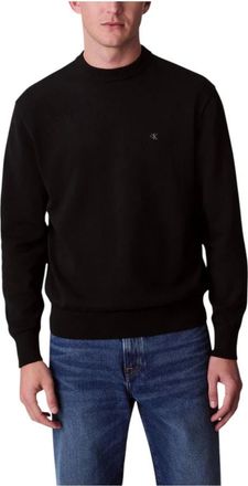 Calvin Klein Jeans Truien & Vesten, Heren, Zwart, M, Katoen, Ronde Hals Trui met Lange Mouwen