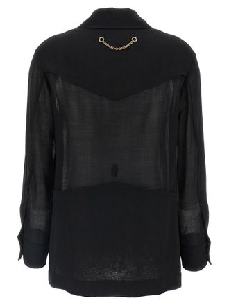Ferragamo Semi-Sheer Wool Jacket - Black