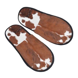 Generic Home Slipper Cowhide Leopard Pattern Warm Slipper Comfortable House Shoes Non-Slip Scuff Slippers For Travel Bedroom Hotel M