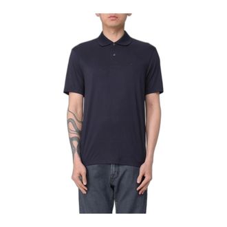 Emporio Armani Polo met geborduurd logo - Heren - Tops - Blauw - Maat: S Zijde