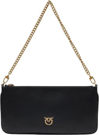 Pinko Pinko, Tassen, Dames, Zwart, ONE Size, Leer, Leren Clutch Tas Lente/Zomer Collectie
