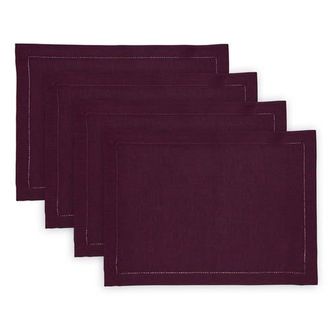 Solino Home Linen Placemats - Milan, 14 x 19 in Chambray Burgundy at Nordstrom, Size Medium