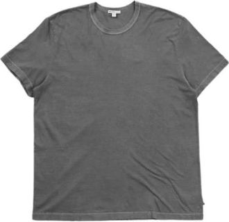 James Perse Tops, Heren, Grijs, M, Katoen, Grijze Katoenen T-shirt, Korte Mouwen, Ronde Kraag
