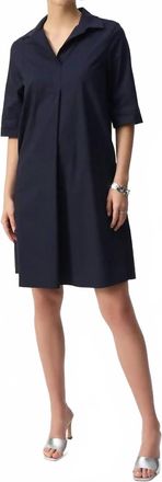 Joseph Ribkoff Stretch Poplin Trapeze Dress In Midnight Blue