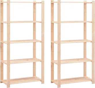 vidaXL Vidaxl - Estanter&iacute;a 5 Niveles 2 Unidades Madera Pino Maciza 250 Kg