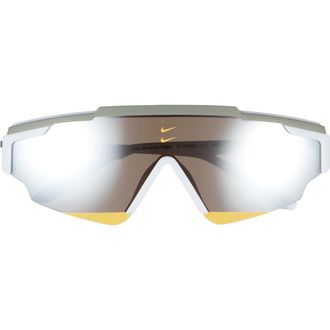 Nike Marquee Edge 64mm Oversize Shield Sunglasses in Mat Football Grey /Chrome Mir at Nordstrom Rack