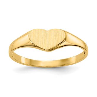 Diamond2Deal 14k Yellow Gold Closed Back Heart Signet Ring