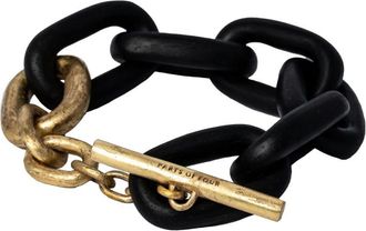 Parts Of Four Toggle chain bracelet - unisex - 18kt Gold Plated Brass/Wood/Brass - S - Black