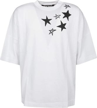 Palm Angels vallende sterren overlogo oversized wit T-shirt