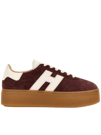 Hogan Burgundy Suede Sneakers With White Leather Accents And Gum Rubber Sole