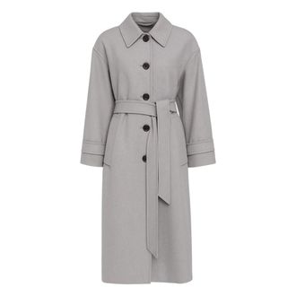 Max Mara Belted Coats, female, Gray, 2XS, Grey Cotton Blend Ilde Coat