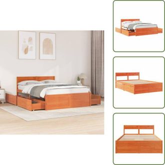 vidaXL Letto in pino - vidaXL Letto senza Materasso Marrone Cera 140x190 cm in Legno di Pino