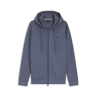 BOSS Cotton-blend zip-up hoodie with Double B monogram