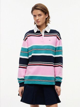 Tommy Hilfiger Relaxed rugbyshirt met gemengde streep