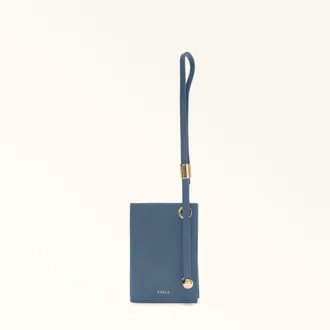Furla Laura Porta Carte Di Credito S Grigio Blu Blu Pelle Stampata Donna
