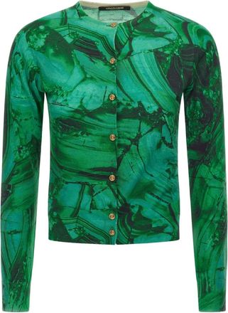 Roberto Cavalli malachite-print button cardigan - Green