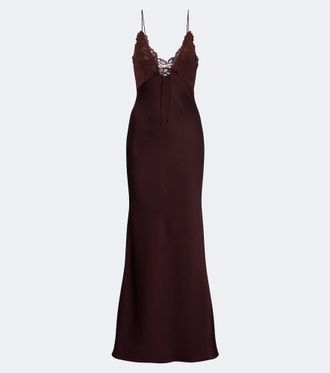 De La Vali Maeve lace-trimmed satin gown