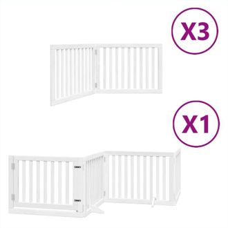 vidaXL Puerta De Perros Plegable 10 Paneles Madera &Aacute;lamo Blanca 800 Cm