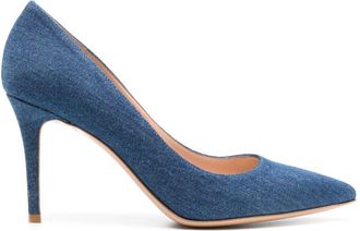 Gianvito Rossi 85mm Denim Pumps - Womens - Calf Leather/Fabric