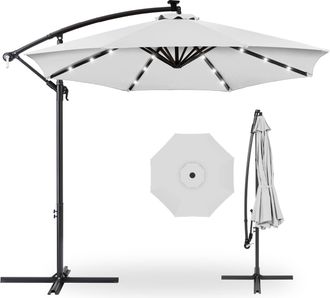 Best Choice Products 10ft Solar LED Offset Hanging Outdoor Market Patio Umbrella w/ Adjustable Tilt