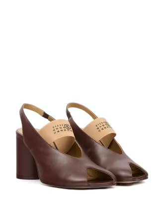 Maison Margiela Leather Slingback Block Heel Sandal - Brown