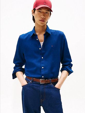 Tommy Hilfiger Slim Fit Flag Embroidery Sateen Shirt