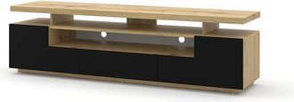 EVA Bim Furniture - Mobile tv eva 180 colore Rovere con frontali Nero opaco 180x42x51H Cm