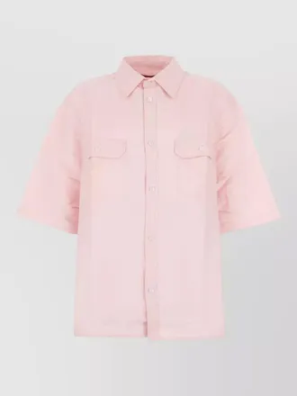 Willy Chavarria short sleeve polyester shirt chest pockets
