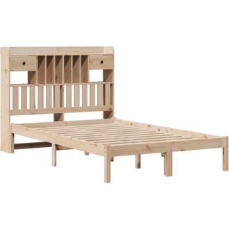 vidaXL Cama Con Estanter&iacute;a Sin Colch&oacute;n Madera Maciza De Pino 135x190cm Vidaxl