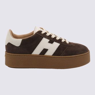 Hogan Brown Leather Sneakers
