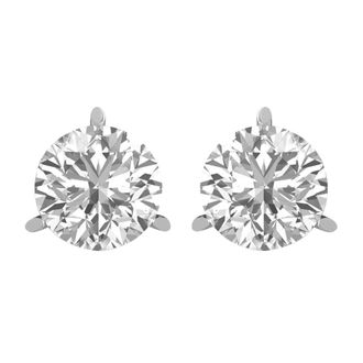 Diamond2Deal 14K White Gold 1 Ct Round Lab Grown Diamond Solitaire Stud Earrings Color- E-F, Clarity- VS1