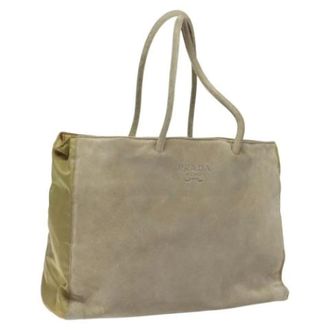 Prada Pre-owned Tote Bags, female, Beige, Size: ONE SIZE Pre-owned Suede prada-bags