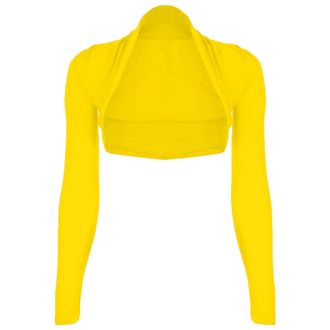 Generic LADIES LONG SLEEVE PLUS SIZE BOLERO SHRUG TOP WOMENS OPEN CARDIGAN TOP SIZE 8-26 (UK Size S/M 8-10, Yellow)