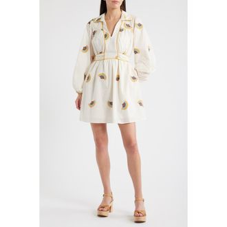 Ciebon Halliday Embroidered Long Sleeve Dress in Ivory at Nordstrom Rack, Size X-Small