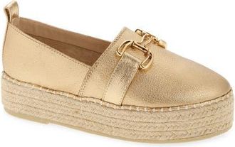 Chocolat Blu Nabi Platform Espadrille in Gold Leather at Nordstrom, Size 7.5-8Us