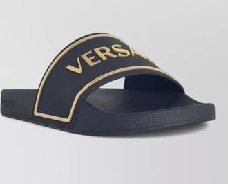 Versace black rubber slippers