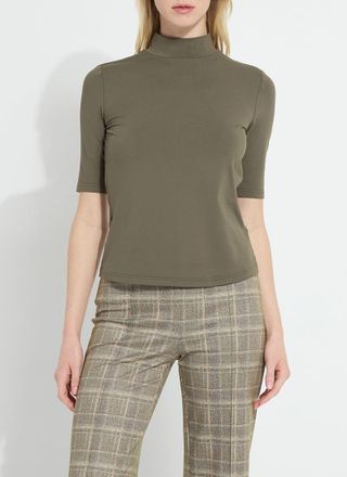 Lyss&eacute; Clara Mockneck Elbow Sleeve Top