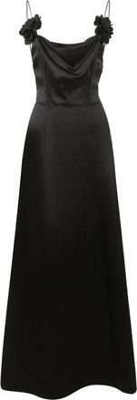 Philipp Plein Maxi Jurk Rozen - Dames - Avondkleed - Zwart - 2XL - Satijn - Kleedjes