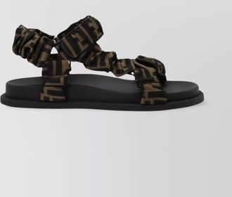 Fendi logo satin ruched sandals