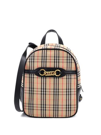 Burberry Link 1983 Knight Check Canvas Medium backpack - Marrone