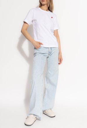 Comme Des Gar&ccedil;ons Comme Des Gar&ccedil;ons Play T-shirt With Logo Patch, Womens, White