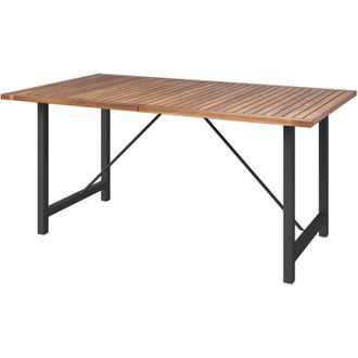OUTSUNNY Tavolo da Esterno a Doghe 160x90cm in Legno di Acacia e Acciaio, Teak - Outsunny