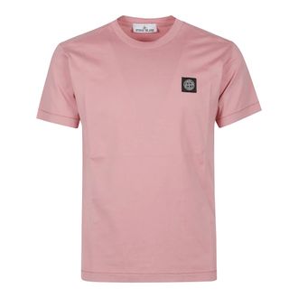 Stone Island T-Shirts, male, Pink, Size: M Logo T-Shirt