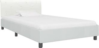 vidaXL Estructura de cama de cuero sintético blanco 100x200 cm vidaXL