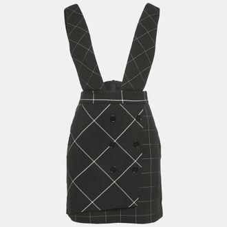 Maje Black Windowpane Gabardine Joly Pinafore Dress