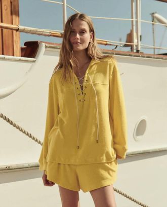 The Great. The Micro Terry Lace Up Tunic In Margarita