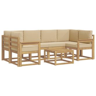 vidaXL Conjunto De Sof&aacute;s De Exterior Con Coj&iacute;n 7 Pcs Y Beige Vidaxl