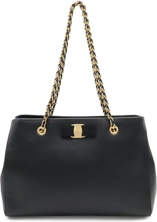 Ferragamo Black Leather Tote Bag (Pre-Owned)