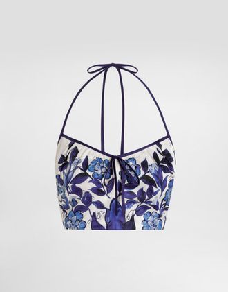 Dolce & Gabbana DG EXCLUSIVE Dolce & Gabbana Majolica-print Cotton Satin Top - Woman Shirts And Tops Blue 36